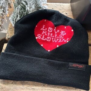 Ed Hardy Kids Beanie with Red Heart Design